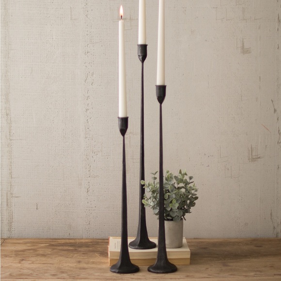 Cast Iron Set/3 Candleholders - Picture 2 of 4